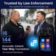 Police officer using Guardian Translator V2 for a two-way conversation